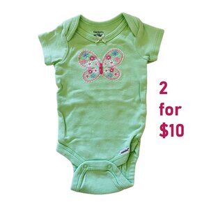 Gerber Baby Infant Onesie 3 Months Green Short Sleeve Bodysuit Butterfly Cotton